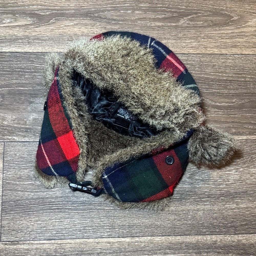 Plaid Faux Fur Lined Trapper Hat